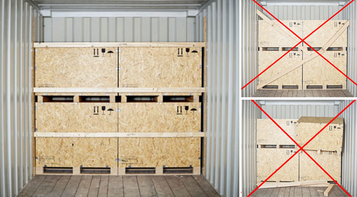 There is the risk of transport damages in case of non-stackable packages and sensible goods - shipping container storage