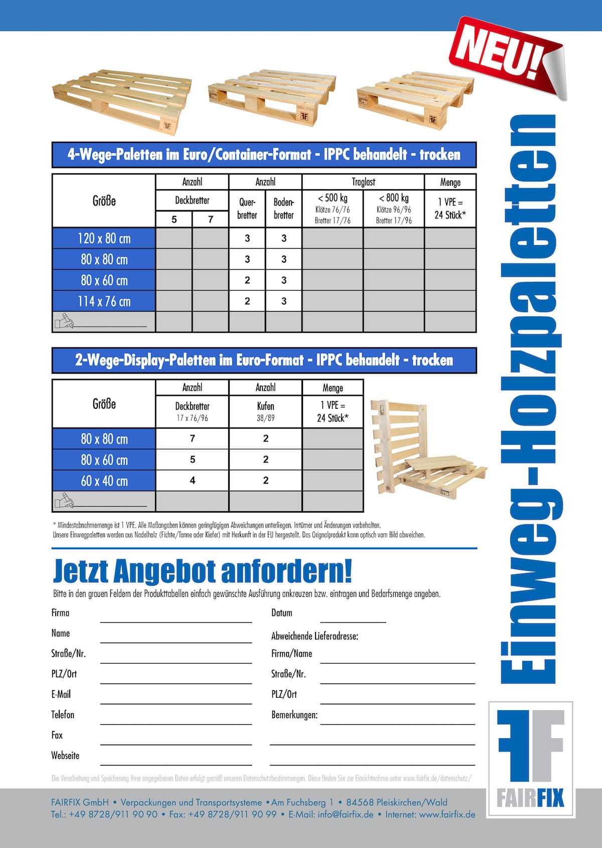 Jetzt Einweg Holzpaletten mit IPPC Standard anfragen!